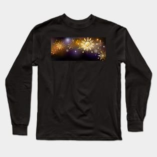 Festive Background with Golden Snowflakes Long Sleeve T-Shirt